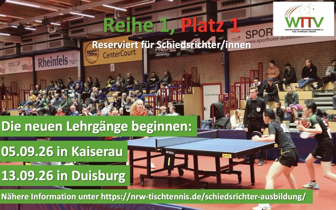 NEUE SCHIEDSRICHTERLEHRGÄNGE